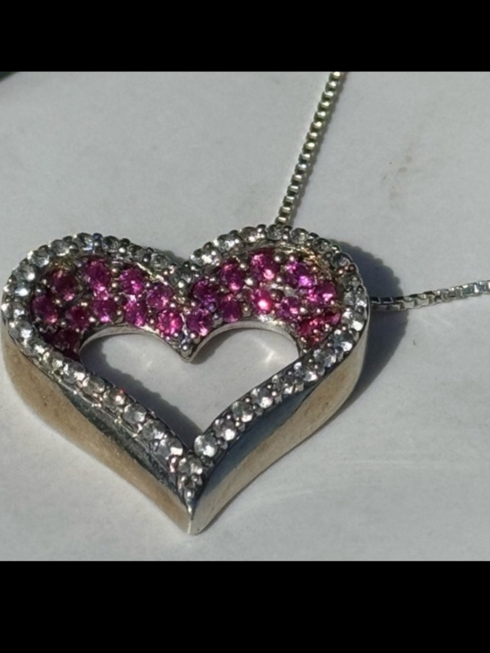 925 Floating Ruby Heart Necklace